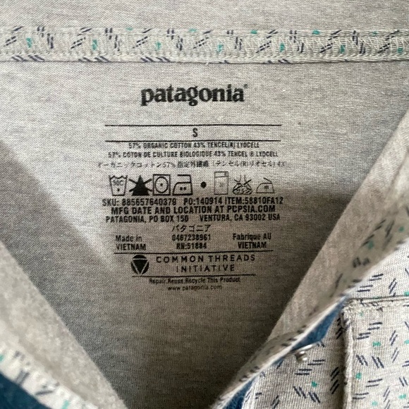 Patagonia Gray Kamala Henley Dress women Sz Small Organic Cotton Roll Tab Sleeve - Picture 5 of 8